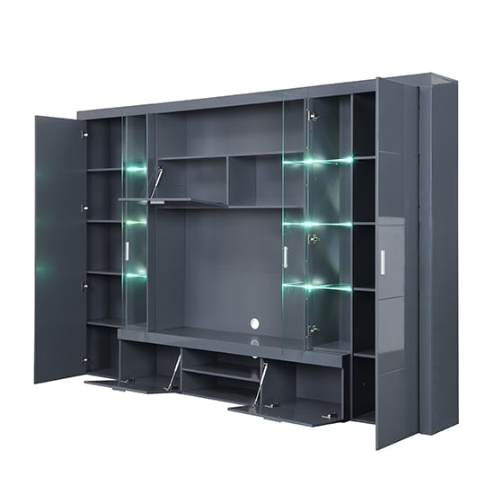 Roma Entertainment Unit Grey With High Gloss Fronts And LED_4