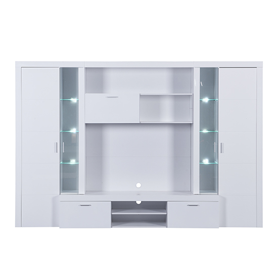 Roma Entertainment Unit White With High Gloss Fronts And LED Lights