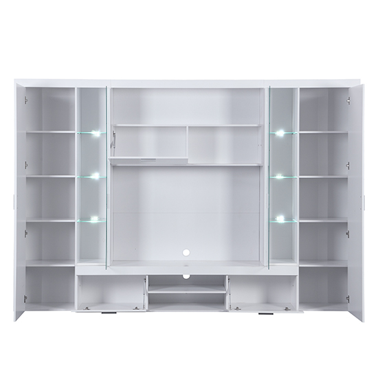 Roma Entertainment Unit White With High Gloss Fronts And LED Lights