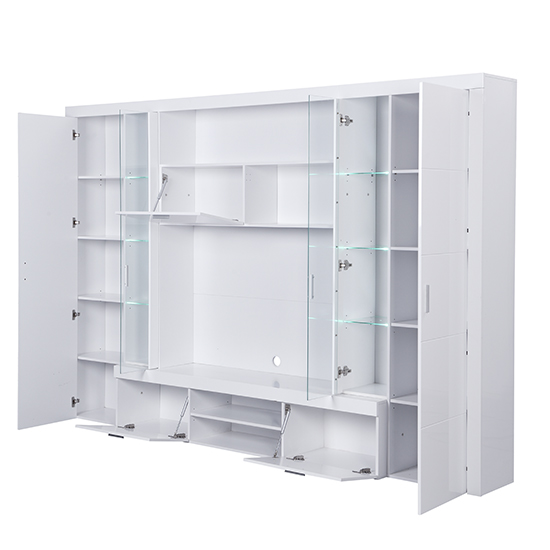 Roma Entertainment Unit White With High Gloss Fronts And LED Lights