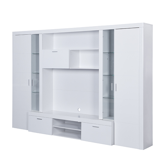 Roma Entertainment Unit White With High Gloss Fronts And LED Lights