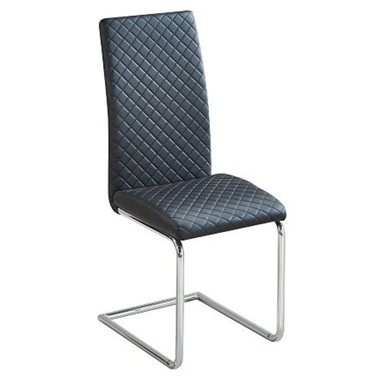 Photo of Ronn faux leather dining chair in black with chrome legs