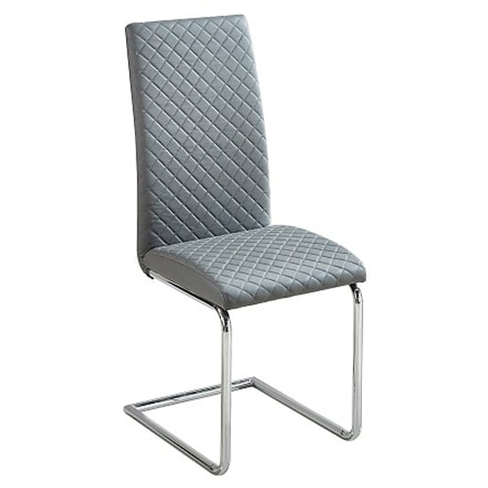 Ronn Grey Faux Leather Dining Chairs With Chrome Legs In Pair_2