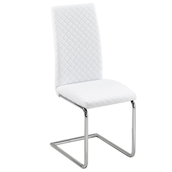 Read more about Ronn faux leather dining chair in white with chrome legs