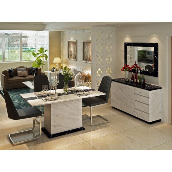 Sonati Marble Effect Sideboard With 2 Door And 4 Drawer