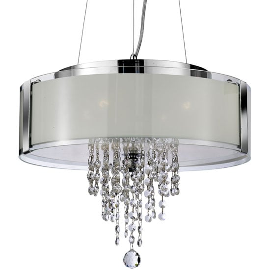 Photo of 4 light ceiling pendant in frosted glass and chrome