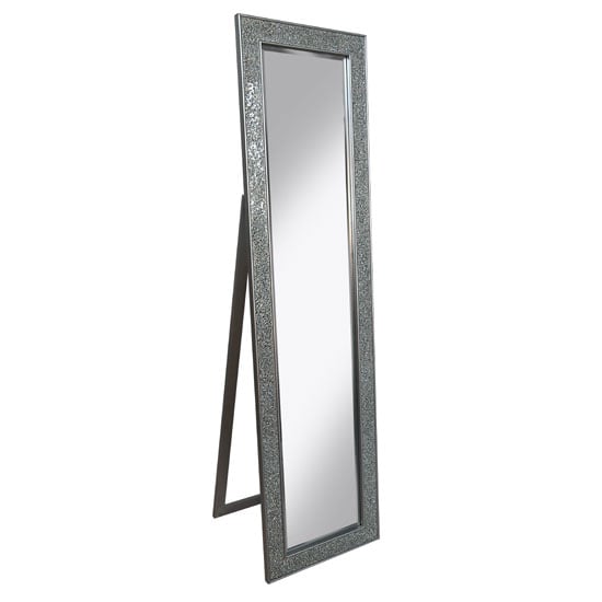 Read more about Aliza floor standing cheval mirror in silver mosaic frame