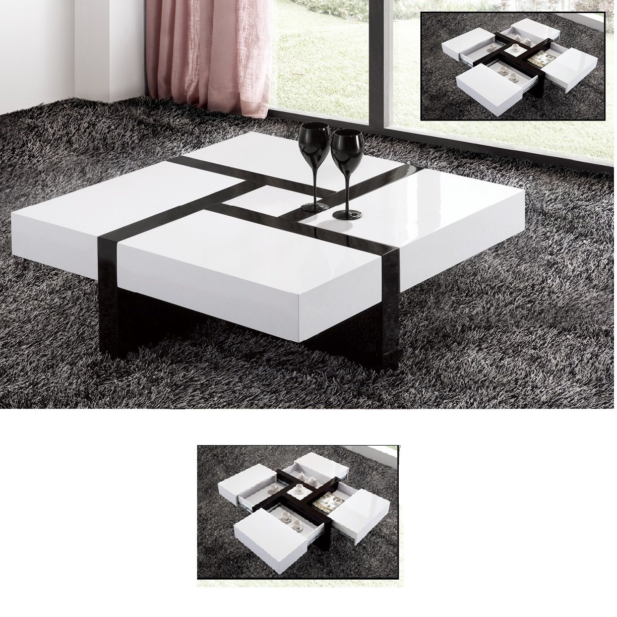 Nova Extendable High Gloss Coffee Table In White With