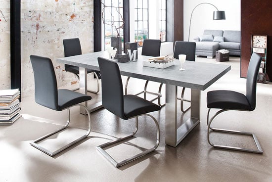 Savona Grey Dining Table With 6 Maui Dining Chairs