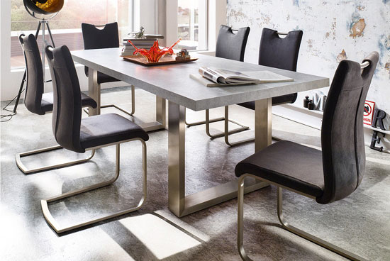 Savona Grey Dining Table With 8 Pavo Dining Chairs