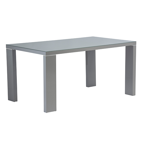 Product photograph of Sako Glass Top Large Dining Table In Grey High Gloss from Furniture in Fashion