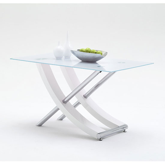 Read more about Samova glass dining table in white high gloss and chrome legs