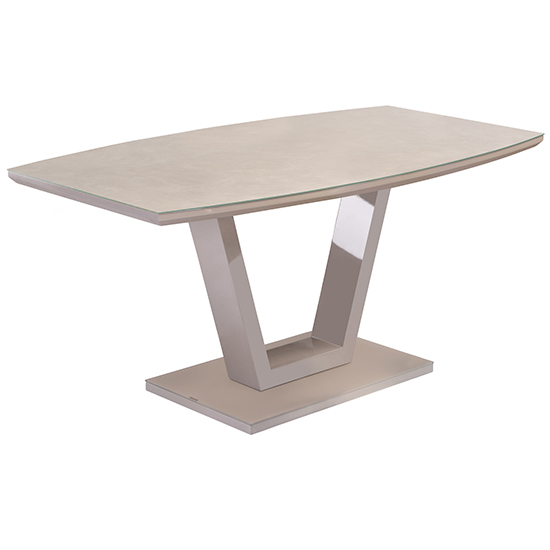 Samson Latte Gloss Dining Table With 6 Caprika Stone Chairs