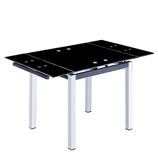 Read more about Sarah extending black glass dining table with chrome legs