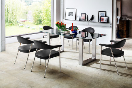 Sayona Glass Dining Table In Grey With 6 Aurelia Dining Chairs