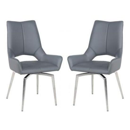 Read more about Scissett grey white faux leather dining chairs in pair