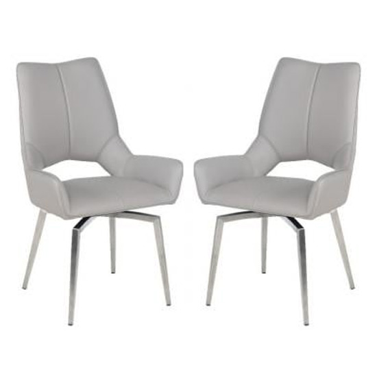 Scissett Taupe White Faux Leather Dining Chairs In Pair