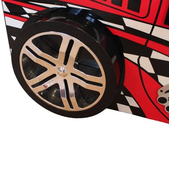 Sabaean Kids Racing Car Bed In High Gloss Red
