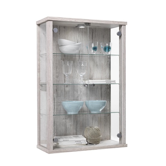 Neptune Small Glass Display Cabinet In Sand Oak With LED