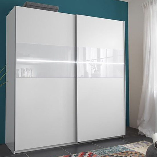 Product photograph of Shine Sliding Wardrobe In Alpine White With 2 Door And Light from Furniture in Fashion