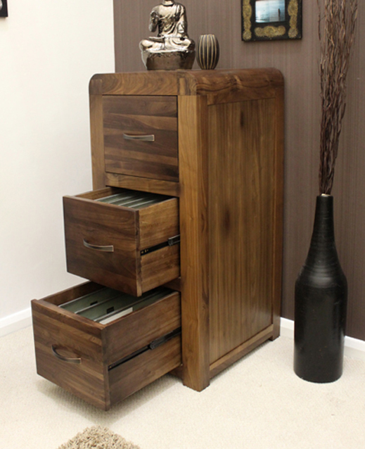 Shiva Walnut 3 Drawer Filing Cabinet