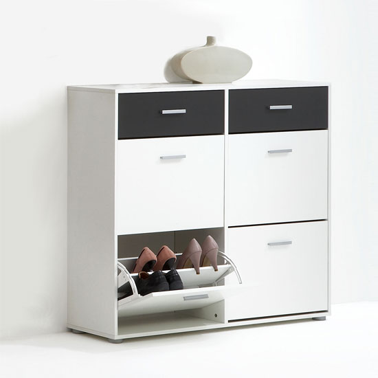 Shoe cabinet Bozen 2 wht blk - Interior Design Ideas for Indian Homes