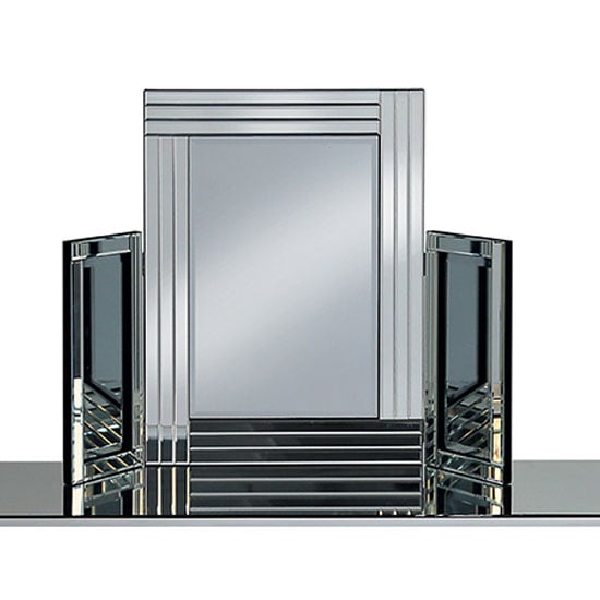 Elena Dressing Table Mirror In Silver With Triple Bar