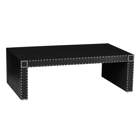 Aurich Wooden Coffee Table In Black Leather Effect