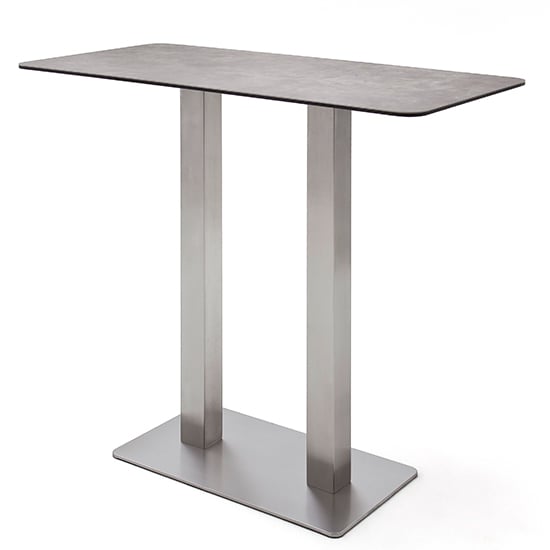 Soho Glass Bar Table Rectangular In Mokka And Brushed Steel Base_2