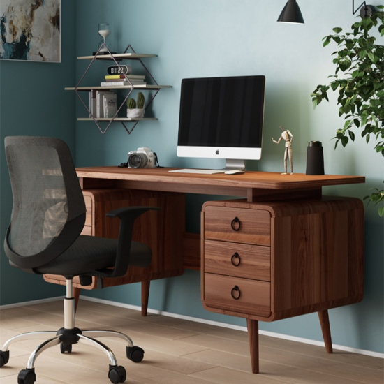 Read more about Sleaford wooden computer desk in mixed wood effect