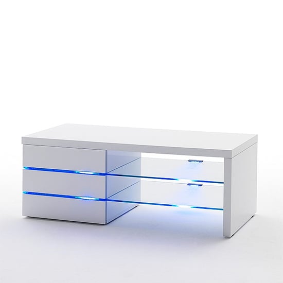 Sonia High Gloss TV Stand In White With LED Lighting_3