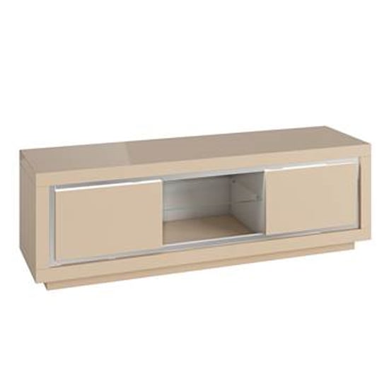 Spalding Modern TV Stand In Cream High Gloss With LED_2