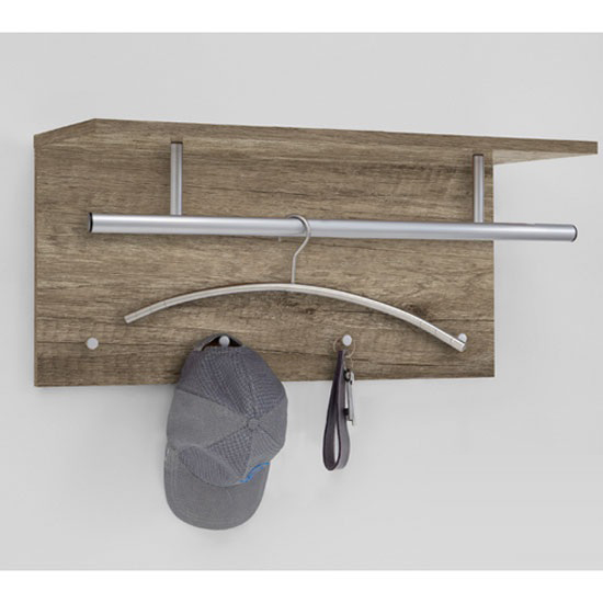 Spot Wild Oak Wall Mounted Coat Rack with Shelf 21214