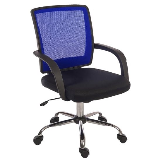Fenton Home Office Chair in Black With Blue Mesh Back_1