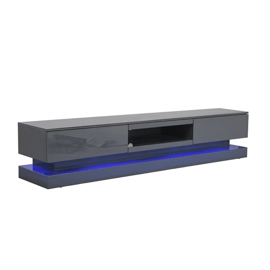 Step High Gloss TV Stand In Grey With Multi LED Lighting_2