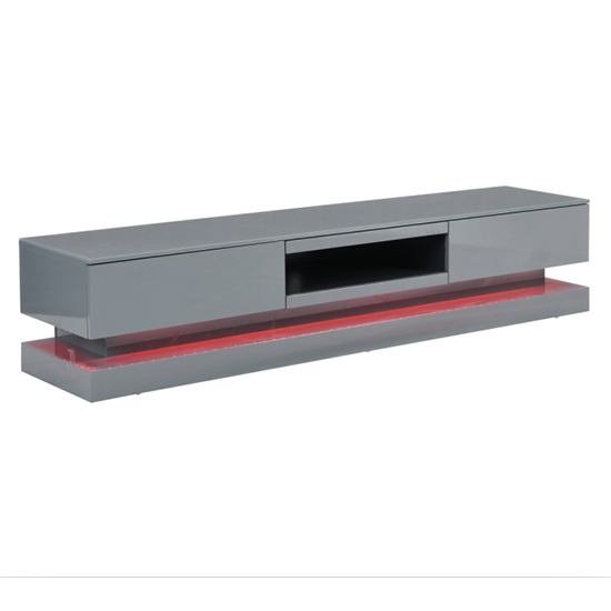 Score High Gloss TV Stand In Mid Grey And Multi LED Lighting_11