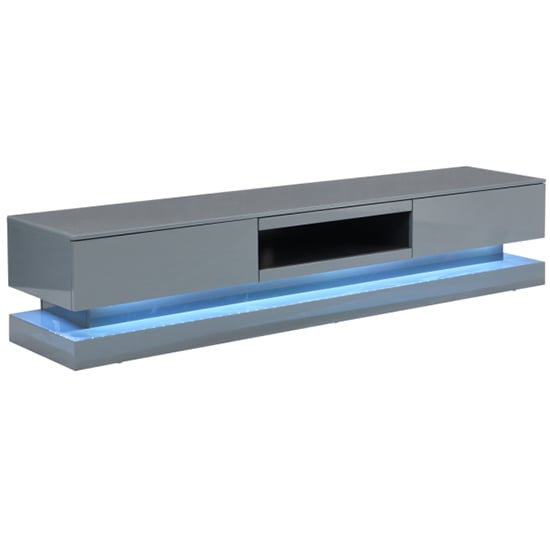 Score High Gloss TV Stand In Mid Grey And Multi LED Lighting_9