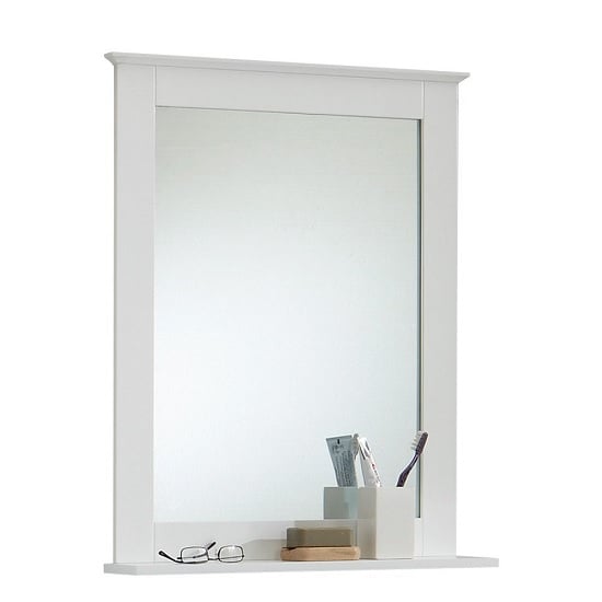 Sweden3 Bathroom Mirror In White With Shelf 13560 Furniture