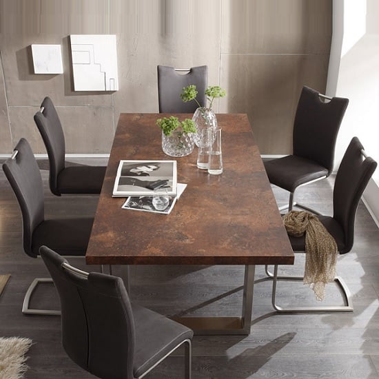 Savona Dining Table Large In Rust With Stainless Steel Legs_3