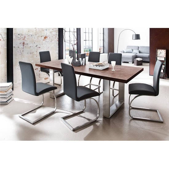 Savona Dining Table Large In Rust With Stainless Steel Legs_4