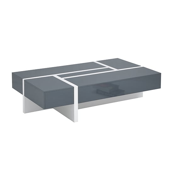 Storm High Gloss Storage Coffee Table In Grey And White Furniture in Fashion