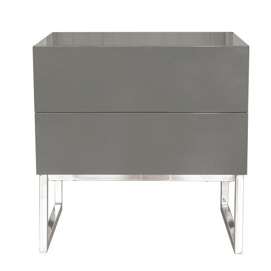 Strada High Gloss Bedside Cabinet With 2 Drawers In Grey_3