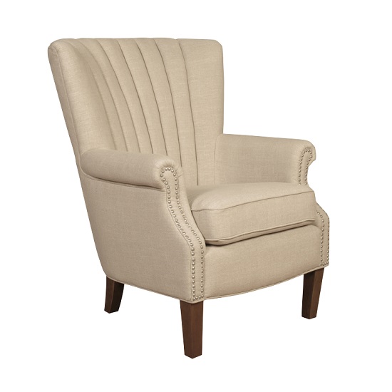 Silon Armchair In Beige Fabric With Dark Brown Legs Furniture in Fashion
