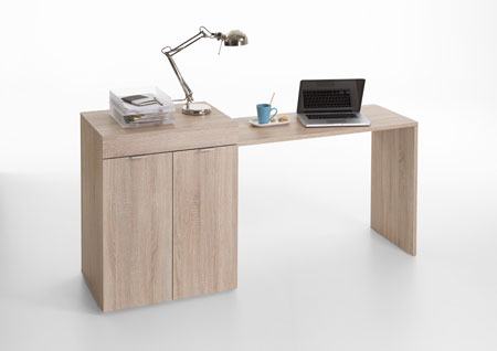 Multifunction Computer Desk In Oak With Extendable Table