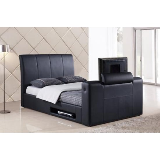 Jupiter Black Faux Leather TV Bed 17541 Furniture in