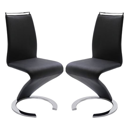 Product photograph of Summer Z Black Faux Leather Dining Chairs In Pair from Furniture in Fashion