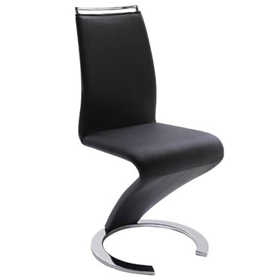 Summer Z Faux Leather Dining Chair In Black With Chrome Feet