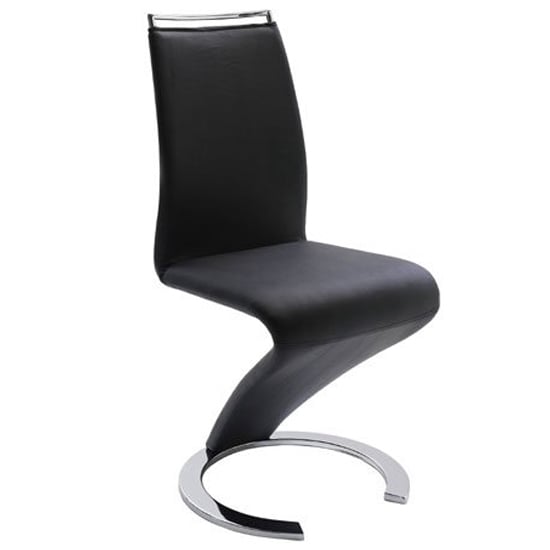 Photo of Summer z faux leather dining chair in black with chrome feet