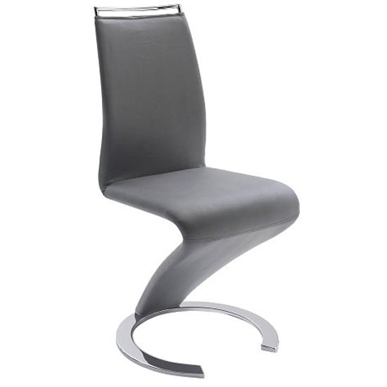 Product photograph of Summer Z Faux Leather Dining Chair In Grey With Chrome Feet from Furniture in Fashion