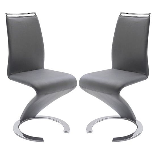 Photo of Summer z grey faux leather dining chairs in pair